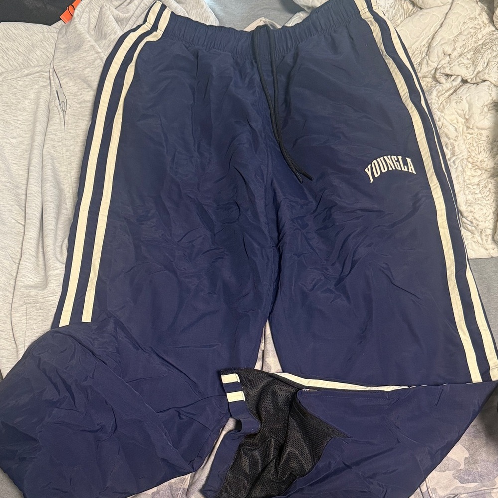 YOUNGLA navy blue track pants